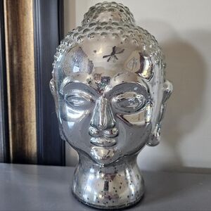 Silver Buddha Head Decor